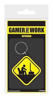 Gamer At Work Gummi-Schlüsselanhänger Caution Sign 6 cm