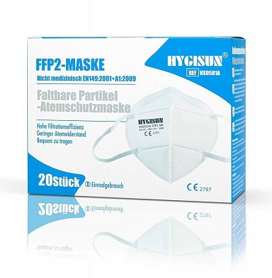 Hygisun Atemschutzmaske HS0501A FFP2 CE 2797 (20 Stück)