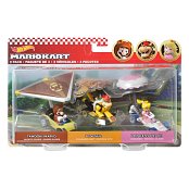 Mario Kart Hot Wheels Diecast Modellautos 3er-Pack 1/64 Tanooki Mario, Bowser, Princess Peach