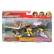 Mario Kart Hot Wheels Diecast Modellautos 3er-Pack 1/64 Tanooki Mario, Bowser, Princess Peach