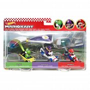 Mario Kart Hot Wheels Diecast Modellautos 3er-Pack 1/64 Yoshi, Waluigi, Mario