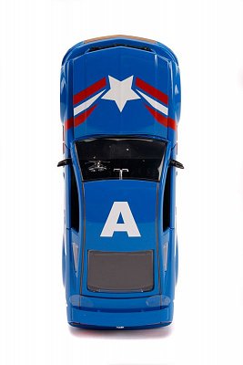 Marvel Hollywood Rides Diecast Modell 1/24 2006 Ford Mustang GT mit Captain America Figur --- BESCHAEDIGTE VERPACKUNG