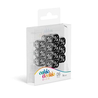 Oakie Doakie Dice W6 Würfel 12 mm Marble/Gemidice Positive & Negative - Schwarz (14)