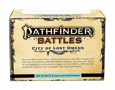Pathfinder Battles City of Lost Omens Premium Miniaturen 2er-Pack bemalt Adult Red & Black Dragon --- BESCHAEDIGTE VERPACKUNG