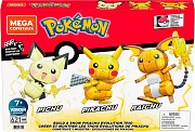 Pokémon Mega Construx Wonder Builders Bauset Pikachu Evolution Trio 13 cm