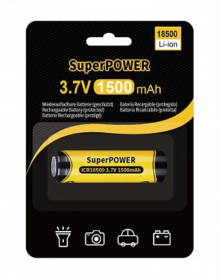 SuperPOWER 18500 Lithium-Ionen-Akku 1500 mAh - 3,7 V (geschützt)